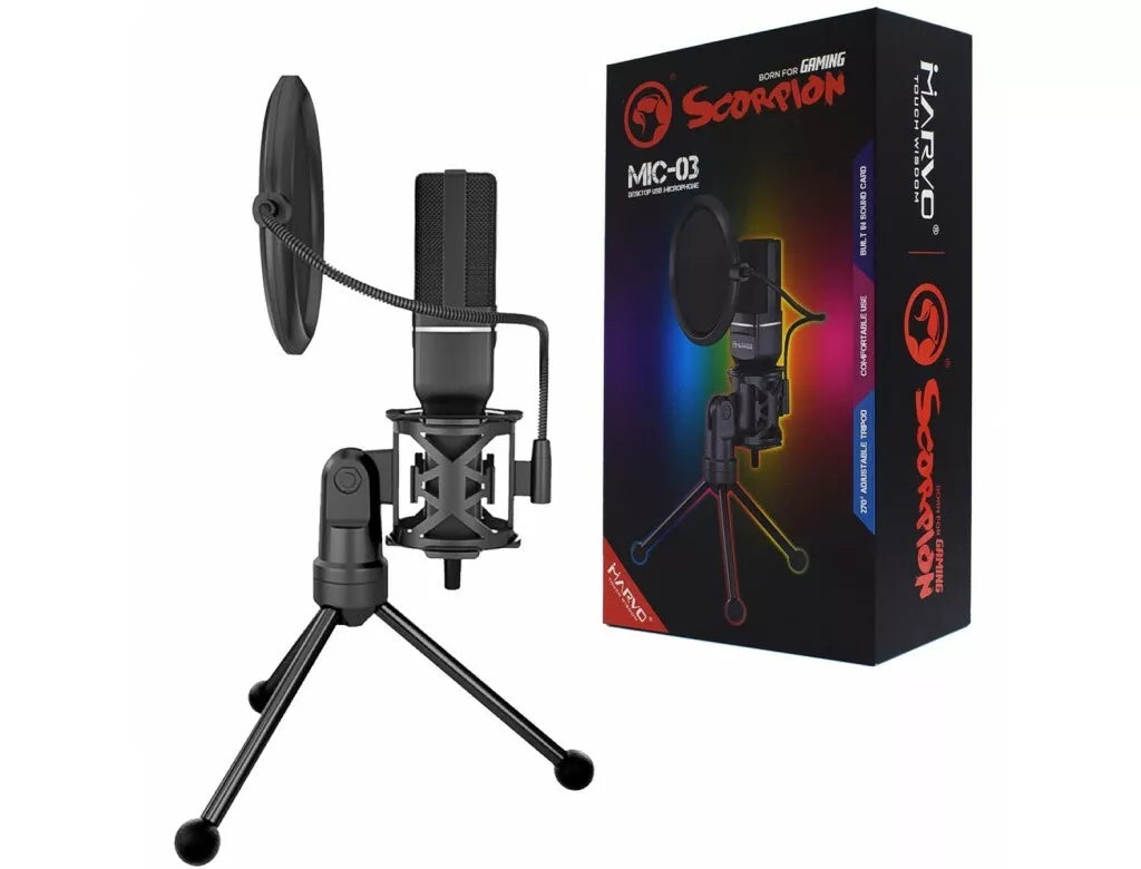 Marvo Mic-03 USB Powered Professional Gaming Streaming Desktop Microphone Marvo Mic-03 USB Powered Professional Gaming Streaming Desktop Microphone
